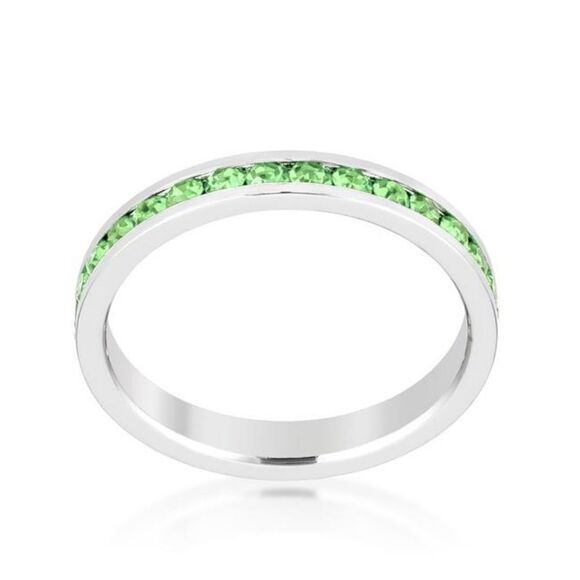 Stackable Peridot Swarovski Crystals Eternity Ring August Birthstone New - Picture 1 of 2